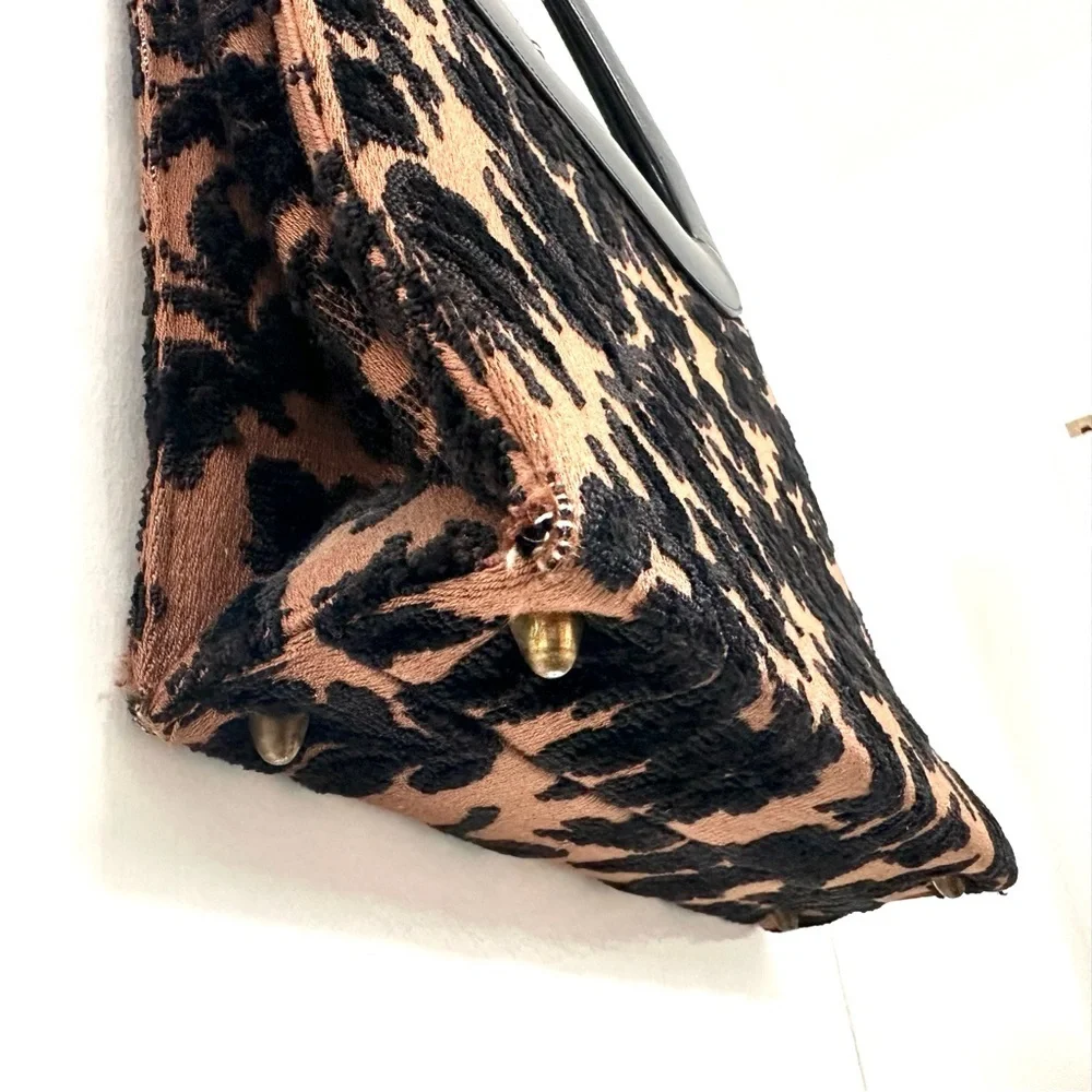 Vintage Tapestry Satchel Handbag in Brown & Black GUC - Picture 3 of 12